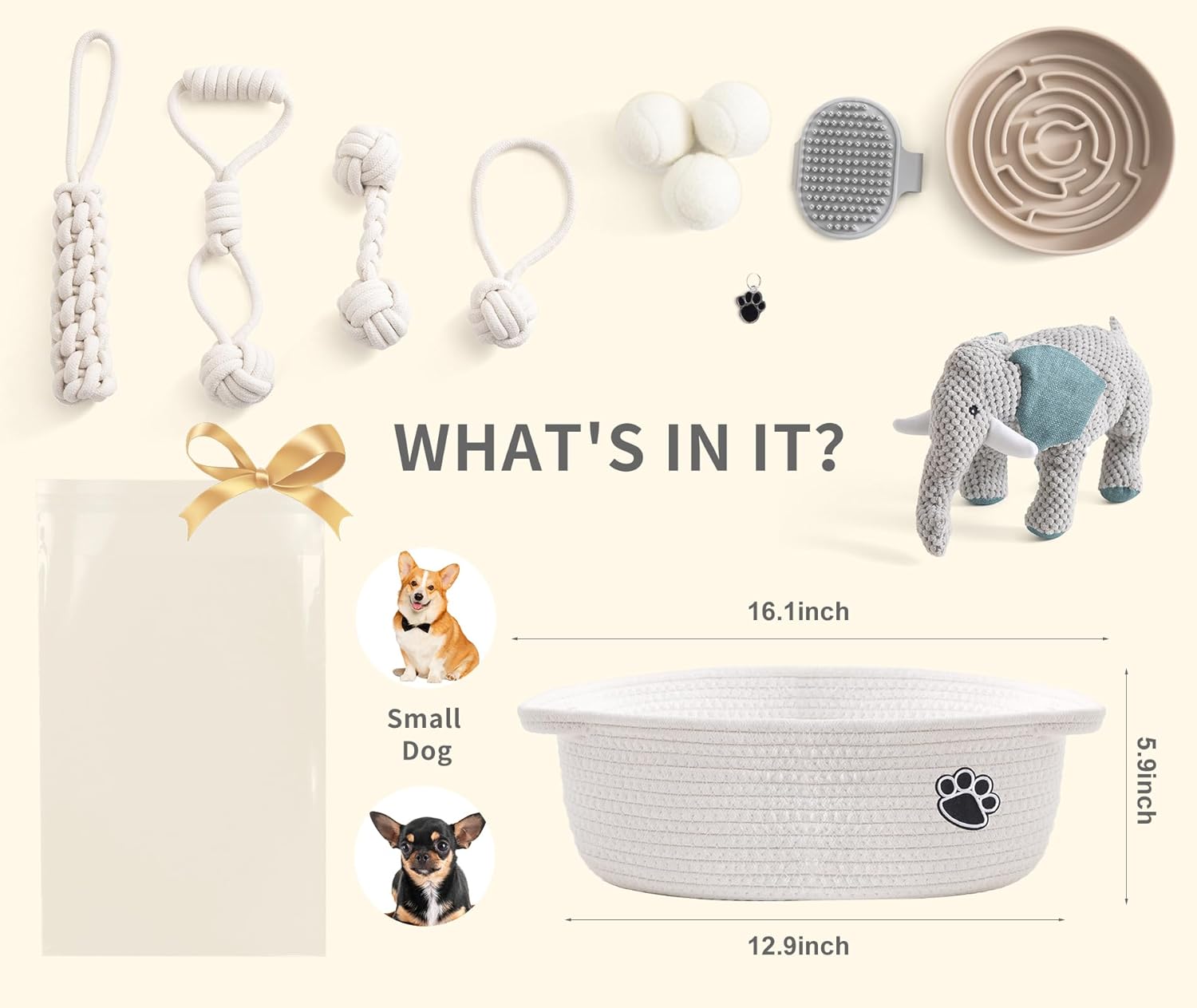 Dog Gift Basket – Puppy Starter Kit, Welcome New Puppy Gift Basket with Interactive Toys Bundle, Perfect Dog Birthday Set with Chew Toys, Pet Essentials for New Owners