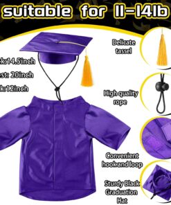 Dog Graduation Cap and Gown 2026 Washable Pet Graduation Costume for Dog Cat Shirt and Hat(Traditional,Purple,M)