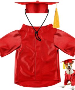 Dog Graduation Cap and Gown 2026 Washable Pet Graduation Costume for Dog Cat Shirt and Hat(Traditional,Pink,M)