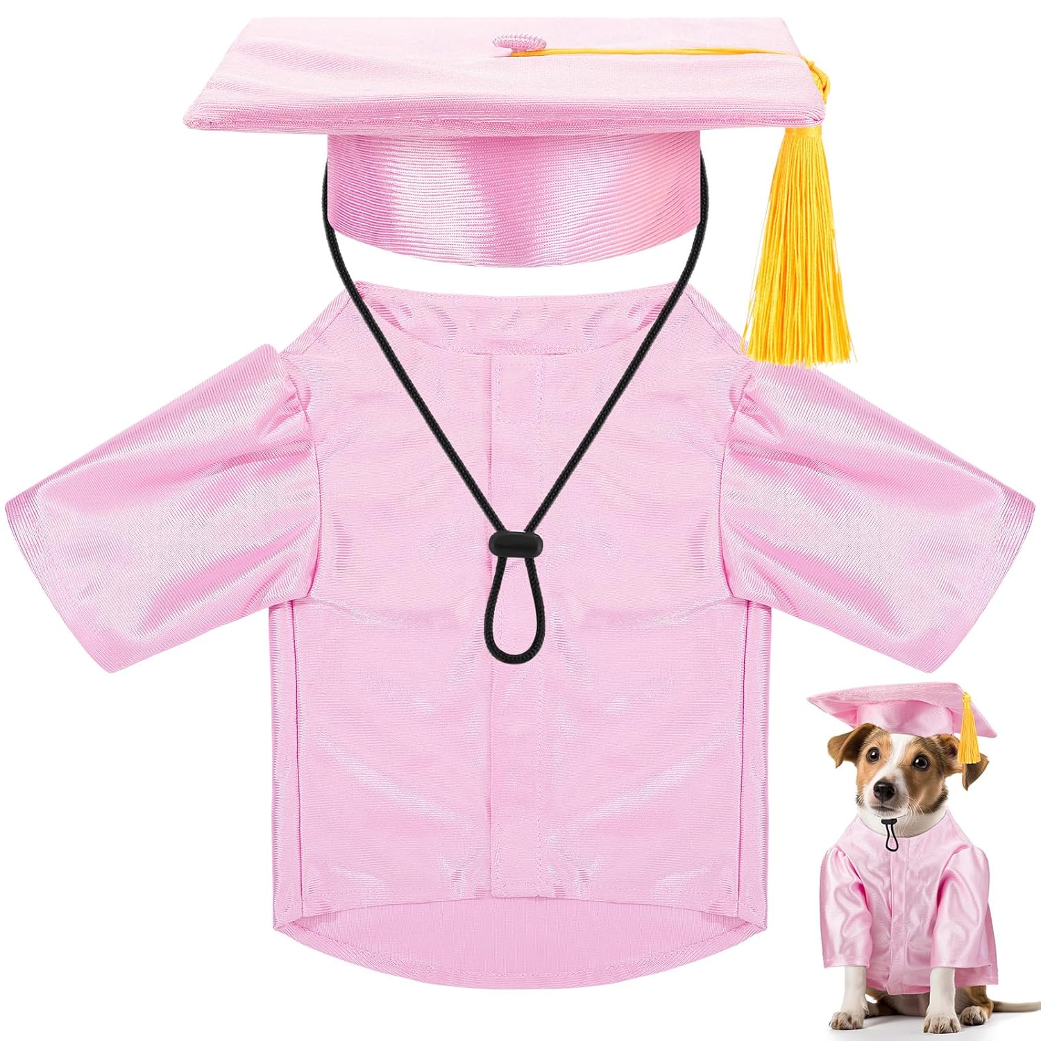 Dog Graduation Cap and Gown 2026 Washable Pet Graduation Costume for Dog Cat Shirt and Hat(Traditional,M,Black)