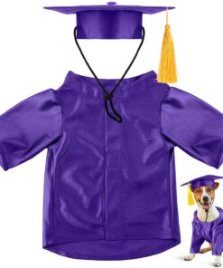 Dog Graduation Cap and Gown 2026 Washable Pet Graduation Costume for Dog Cat Shirt and Hat(Traditional,M,Black)