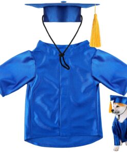 Dog Graduation Cap and Gown 2026 Washable Pet Graduation Costume for Dog Cat Shirt and Hat(Traditional,M,Black)