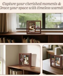 Dog Memorial Gifts for Loss of Dog, Rotating Wooden Picture Frame 4x6, Double Sided Display, Pet Memorial Gifts for Dogs with Paw Remembrance Tag, Pet Loss Sympathy Gift