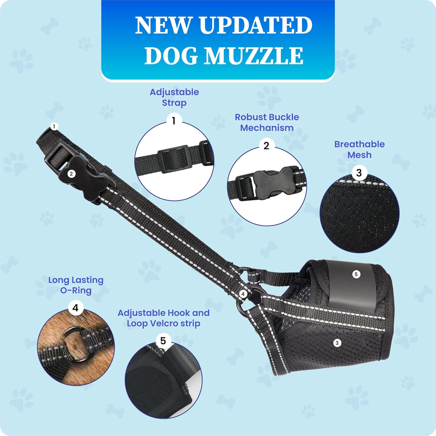 Dog Muzzle for Small Dogs - Soft Nylon Breathable Muzzle for Small Dog with Air Mesh | Adjustable Dogs Muzzles to Prevent Biting | Puppy Mussels for Grooming Barking Chewing...
