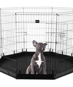 Dog Playpen - Foldable Metal Exercise Puppy Play Pen with 8 24x30in Panels - Indoor/Outdoor Pen with Door for Dogs, Cats or Small Animals by PETMAKER