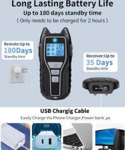 Dog Shock Collar with Remote Control - Rechargeable Dog Training Collar, IPX7 Waterproof E Collar for Dogs with 4 Safe Modes Flashlight Beep Vibration Shock Ideal for All Dog...