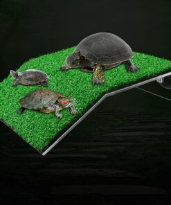 DoubleWood Lawn Turtle Basking Platform Turtle Resting Basking Platform, Simulation Grass Turtle Ramp for Turtle Tank, for Small Reptile Frog Terrapin (Large)