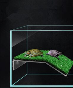 DoubleWood Lawn Turtle Basking Platform Turtle Resting Basking Platform, Simulation Grass Turtle Ramp for Turtle Tank, for Small Reptile Frog Terrapin (Large)