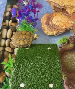 DoubleWood Lawn Turtle Basking Platform Turtle Resting Basking Platform, Simulation Grass Turtle Ramp for Turtle Tank, for Small Reptile Frog Terrapin (Large)