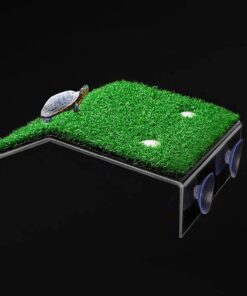 DoubleWood Lawn Turtle Basking Platform Turtle Resting Basking Platform, Simulation Grass Turtle Ramp for Turtle Tank, for Small Reptile Frog Terrapin (Large)