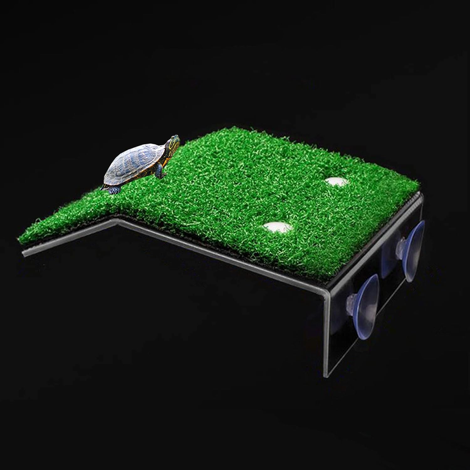 DoubleWood Lawn Turtle Basking Platform Turtle Resting Basking Platform, Simulation Grass Turtle Ramp for Turtle Tank, for Small Reptile Frog Terrapin (Large)
