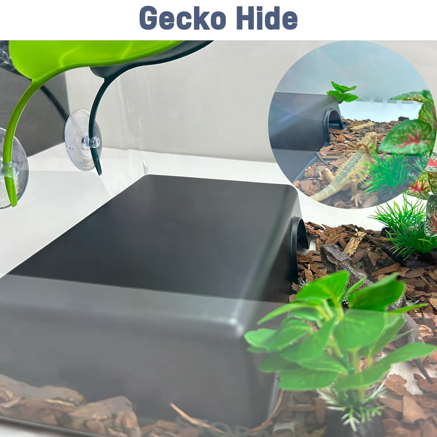 Durable Reptile Hide Box, Ball Python Hide, Leopard Gecko Hide, Bearded Dragon Hide, Easy to Clean Reptile Hides Cave for Tank, Snake Hide Enclosure (9.45" x 6.89" x 2.17" Large)