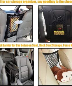 DYKESON Dog Car Net Barrier Pet Barrier with Car Mesh Organizer for Dog & Child, Safety Divider with Upgraded Storage Pouch, Easy Install for Cars & SUVs