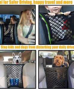 DYKESON Dog Car Net Barrier Pet Barrier with Car Mesh Organizer for Dog & Child, Safety Divider with Upgraded Storage Pouch, Easy Install for Cars & SUVs