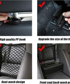 DYKESON Dog Car Net Barrier Pet Barrier with Car Mesh Organizer for Dog & Child, Safety Divider with Upgraded Storage Pouch, Easy Install for Cars & SUVs