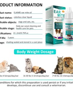Ear Mites Clean for Dogs & Cat, with Aloe Vera, Cleaner on Contact & Soothes Itching, Vet-Recommended Formula for Pets Ear Cleaning, Fast-Acting