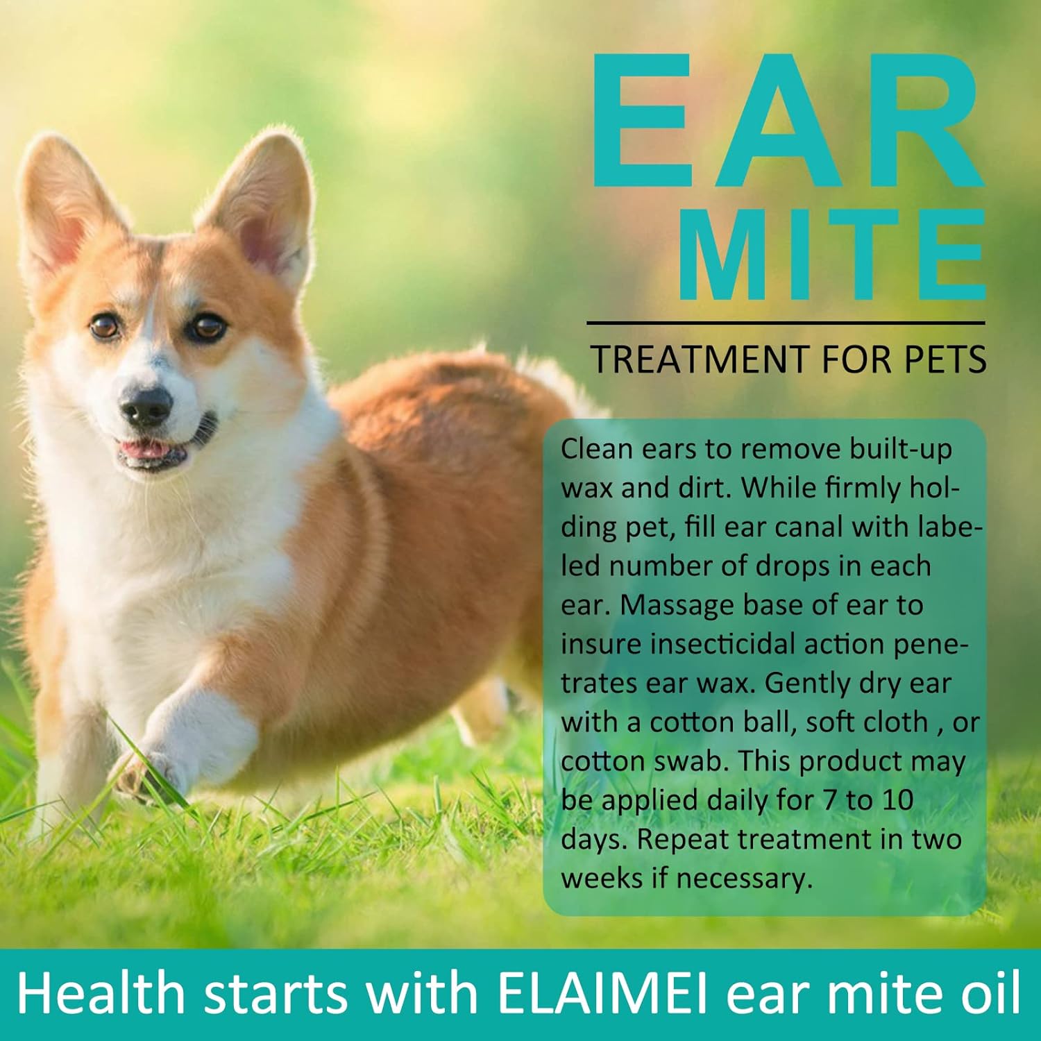 Ear Mites Clean for Dogs & Cat, with Aloe Vera, Cleaner on Contact & Soothes Itching, Vet-Recommended Formula for Pets Ear Cleaning, Fast-Acting