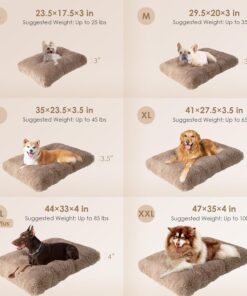 EHEYCIGA Fluffy Dog Crate Bed for Extra Large Dogs, Plush Faux Fur Crate Pad, Calming Anti Anxiety XL Dog Bed, Washable Soft Warm Mat with Non-Slip Bottom, Camel
