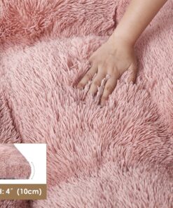 EHEYCIGA Fluffy Dog Crate Bed for Extra Large Dogs, Plush Faux Fur Crate Pad, Calming Anti Anxiety XL Dog Bed, Washable Soft Warm Crate Mat with Non-Slip Bottom, Pink
