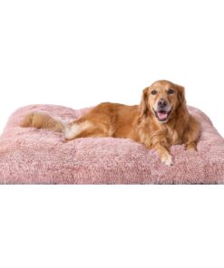 EHEYCIGA Fluffy Dog Crate Bed for Extra Large Dogs, Plush Faux Fur Crate Pad, Calming Anti Anxiety XL Dog Bed, Washable Soft Warm Mat with Non-Slip Bottom, Camel