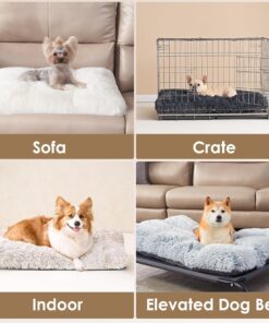 EHEYCIGA Fluffy Dog Crate Bed for Extra Large Dogs, Plush Faux Fur Pet Crate Pad, Calming Anti Anxiety XL Dog Bed, Washable Soft Warm Mat with Non-Slip Bottom, Brown