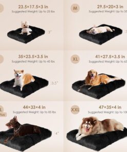 EHEYCIGA Fluffy Dog Crate Bed for Extra Large Sizes, Plush Faux Fur Crate Pad, Calming Anti Anxiety XL Bed, Washable Soft Warm Dog Mat with Non-Slip Bottom, Black