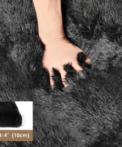 EHEYCIGA Fluffy Dog Crate Bed for Extra Large Sizes, Plush Faux Fur Crate Pad, Calming Anti Anxiety XL Bed, Washable Soft Warm Dog Mat with Non-Slip Bottom, Black