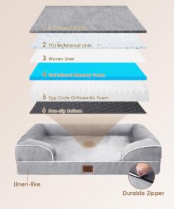 EHEYCIGA Orthopedic Dog Beds for Extra Large Dogs 44x32Inch, Waterproof Memory Foam XL Pet Bed with Sides, Non-Slip and Egg-Crate Foam Big Dog Couch Bed with Washable Removable...