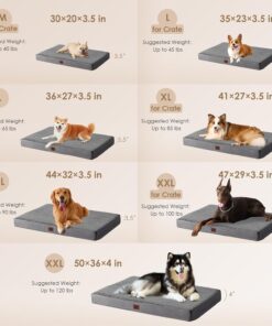 EHEYCIGA Orthopedic XL Dog Beds for Extra Large Dogs with Removable Washable Cover for Crate, Grey, 41x27