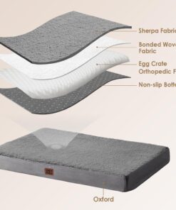 EHEYCIGA Orthopedic XL Dog Beds for Extra Large Dogs with Removable Washable Cover for Crate, Grey, 41x27