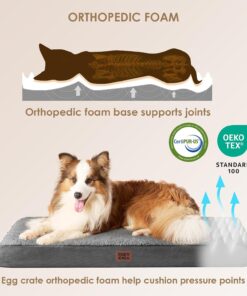 EHEYCIGA Orthopedic XL Dog Beds for Extra Large Dogs with Removable Washable Cover for Crate, Grey, 41x27