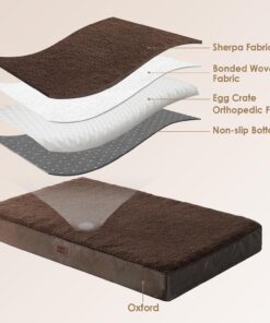EHEYCIGA Orthopedic XL Dog Beds for Extra Large Dogs with Removable Washable Cover for Crate, Brown, 41x27