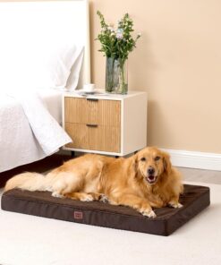 EHEYCIGA Orthopedic XL Dog Beds for Extra Large Dogs with Removable Washable Cover for Crate, Brown, 41x27