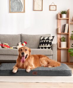 EHEYCIGA Orthopedic XL Dog Beds for Extra Large Dogs with Removable Washable Cover for Crate, Grey, 41x27