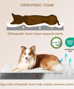 EHEYCIGA Orthopedic XL Dog Beds for Extra Large Dogs with Removable Washable Cover for Crate, Beige, 41x27
