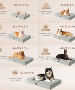 EHEYCIGA Washable Dog Beds for Extra Large Dogs, XL Dog Bed with Removable Cover for Crate, Orthopedic Foam Pet Bed Dog Mat Mattress Cushions for Extra Large Dogs, Greyish...