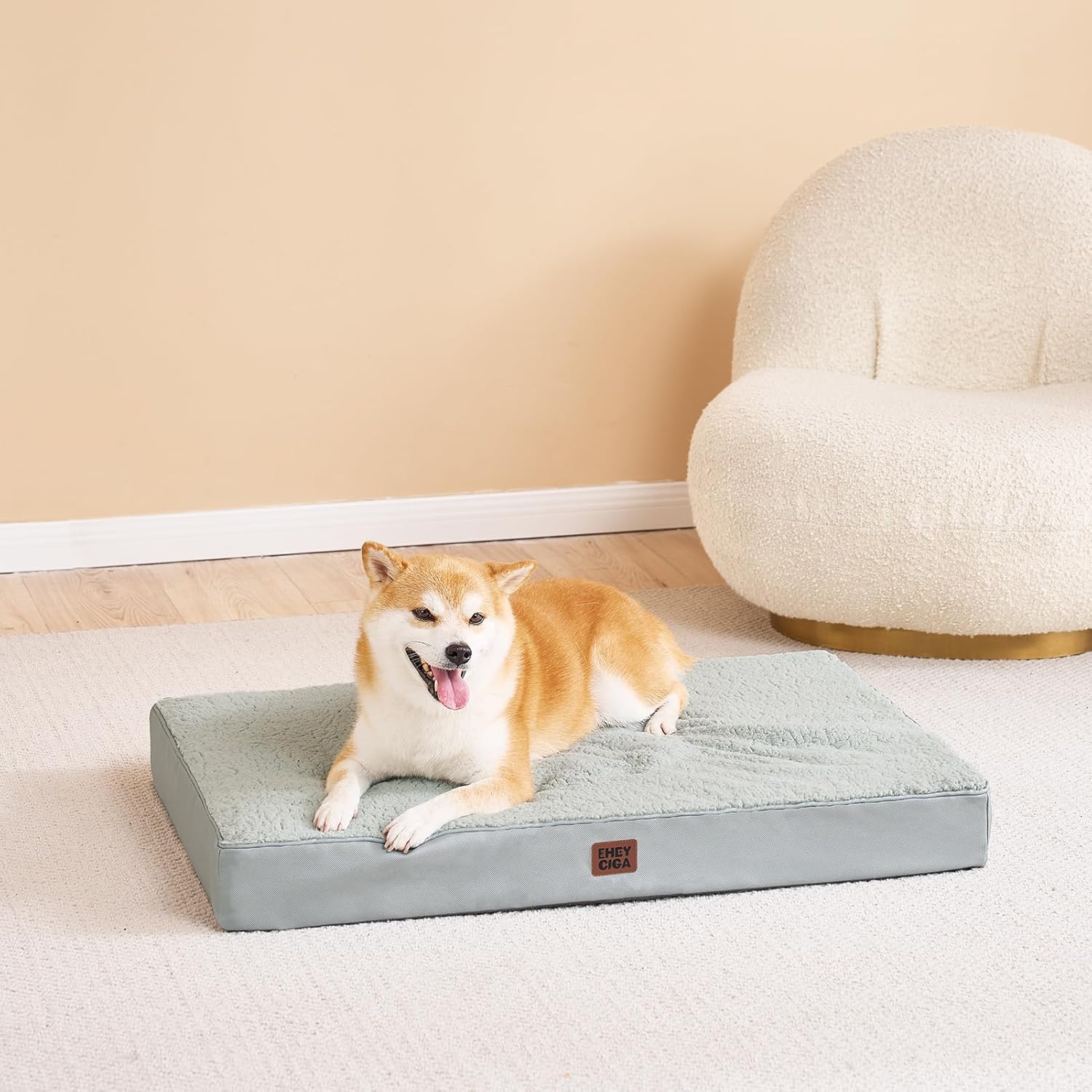 EHEYCIGA Washable Dog Beds for Extra Large Dogs, XL Dog Bed with Removable Cover for Crate, Orthopedic Foam Pet Bed Dog Mat Mattress Cushions for Extra Large Dogs, Greyish...