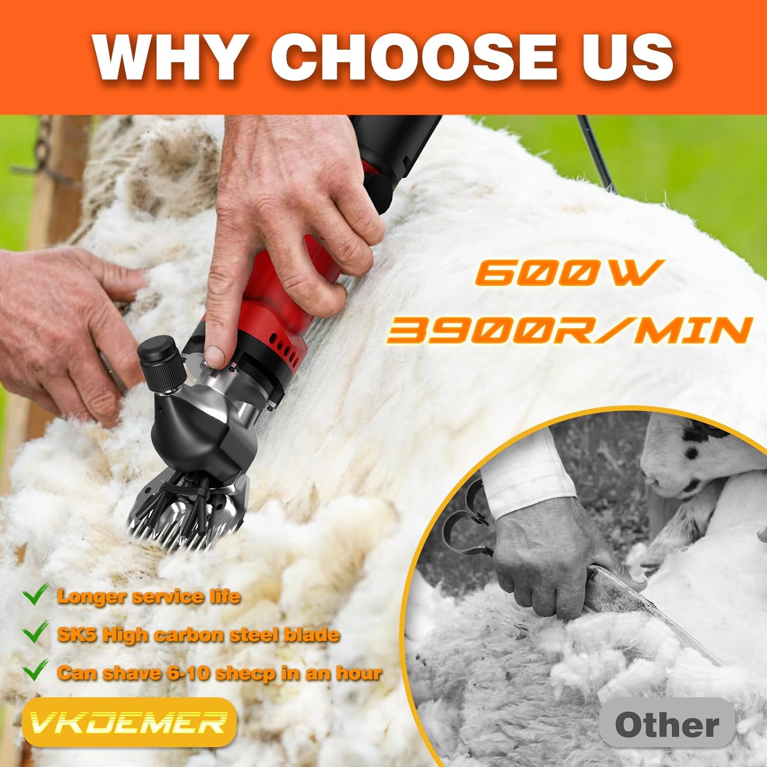 Electric Sheep Shears,600W Upgraded Professional Sheep Clippers,6 Speed Heavy Duty Shearing Clipper,13-Teeth Animal Grooming Clippers for Sheep Alpacas Goats and Thick Coat Animals