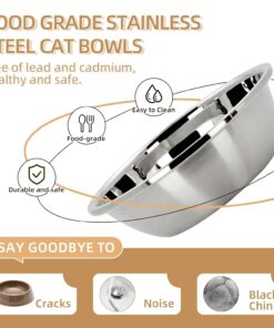 Elevated Cat Bowl, Raised Cat Food and Water Bowl Set for Indoor Cats, Splash Proof with 2 Stainless Steel Pet Food Bowls for Cats and Puppies, Whisker Fatigue and Dishwasher...