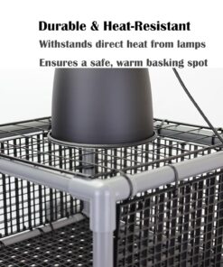 Elevated Turtle Basking Platform Above Tank, Turtle Topper Dock with Non-Slip Ramp and Grass, Extra Large Loft for 18-20” Wide 75/90/125 Gal (Grey/Black)
