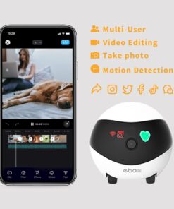 Enabot EBO SE FamilyBot Home Camera Robot: 1080P Movable Pet Camera Indoor, Battery-Operated, Auto-Recharge, Night Vision, 2-Way Talk, Local Storage, APP Control
