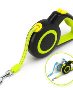enrgticdg 16Ft Retractable Dog Leash,Light Weight Leash for Small to Medium Dogs/Cats Up to 50lbs,Stainless Steel Spring Strong Nylon Tape, Tangle Free, One-Handed Brake.(Black)