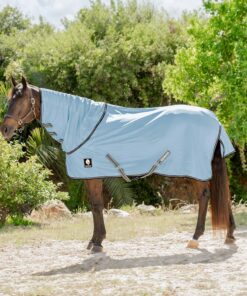 Equinavia Brisk Mesh Horse Fly Sheet with Removable Neck Cover| Durable Extended Coverage with UPF 45 UV Protection | Fly Sheet for Horses - Silver Gray - 81 in