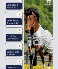Equinavia Gard Horse Fly Sheet | UV Protection Mesh Fly Sheet for Horses | Lightweight Nylon Turnout Sheet Fly Sheets for Horses - Silver Gray - 84 in