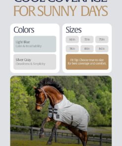 Equinavia Gard Horse Fly Sheet | UV Protection Mesh Fly Sheet for Horses | Lightweight Nylon Turnout Sheet Fly Sheets for Horses - Silver Gray - 84 in