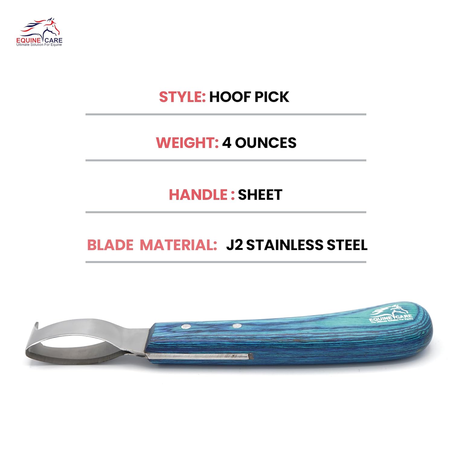 Equine Care Double-Edged J2 Stainless Steel Hoof Trimming Loop Knife, Hoof Pick with Sheet Handle - Versatile Farrier Tool for Horse & Cow Hoof Care, Ideal for Farriers & Horse...