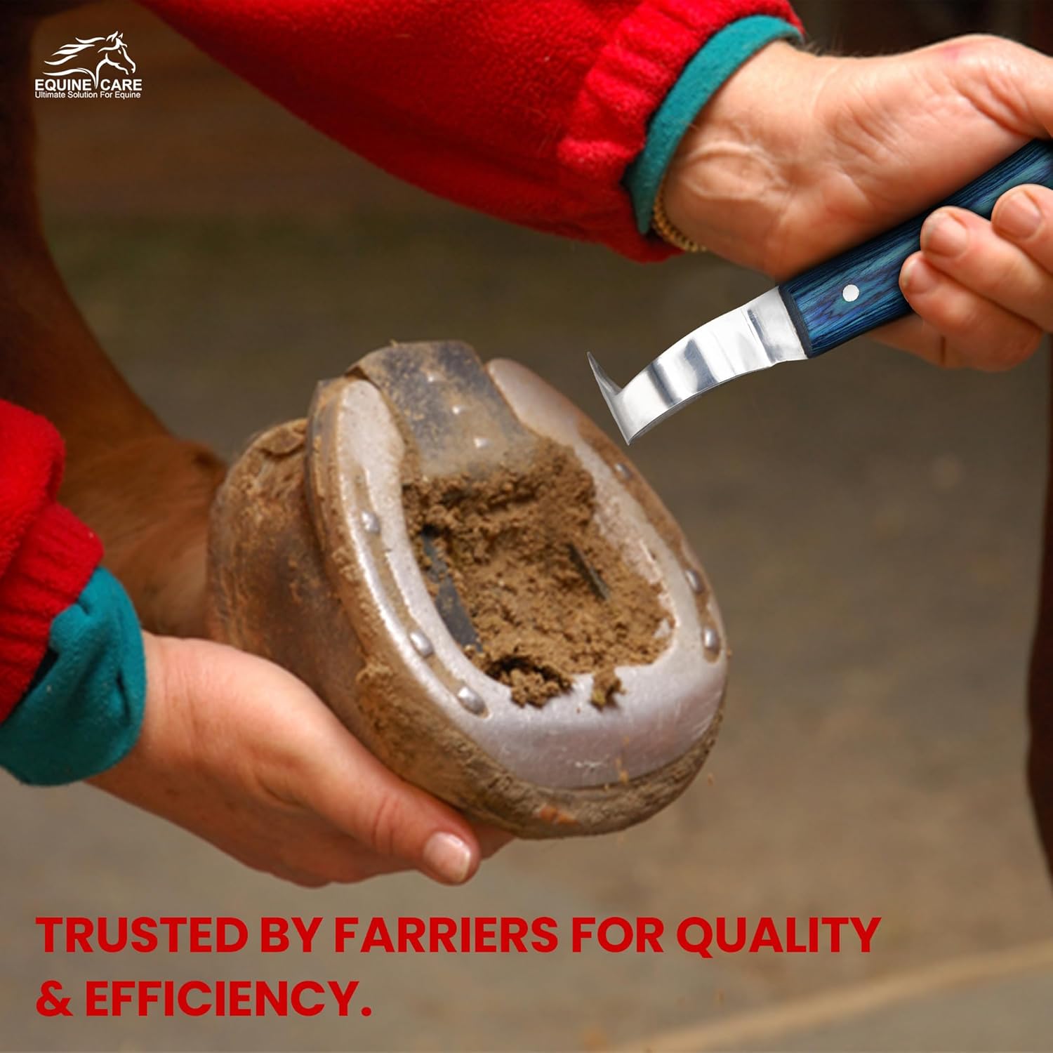 Equine Care Double-Edged J2 Stainless Steel Hoof Trimming Loop Knife, Hoof Pick with Sheet Handle - Versatile Farrier Tool for Horse & Cow Hoof Care, Ideal for Farriers & Horse...