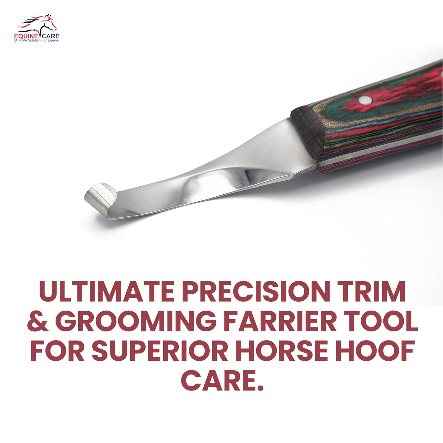 Equine Care Farrier Hoof Knife (Right-Handed) | Razor Sharp J2 Stainless Steel Blade, Ergonomic Handle | Professional Grade Precision Tool for Horse, Cow, Goat & Livestock Hoof...