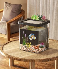 ERAARK 1.5 Gallon Betta Fish Tank Aquarium kit with Filter LED Light, Water Pump, Fish Tank Starter Kits, Fish Bowl