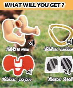Extguds Thumb up Chicken Arms to Put on Chickens,a Funny Chicken Arm Toy with Peepers and Necklace,a Set of Pet Prank Role-Playing Costumes